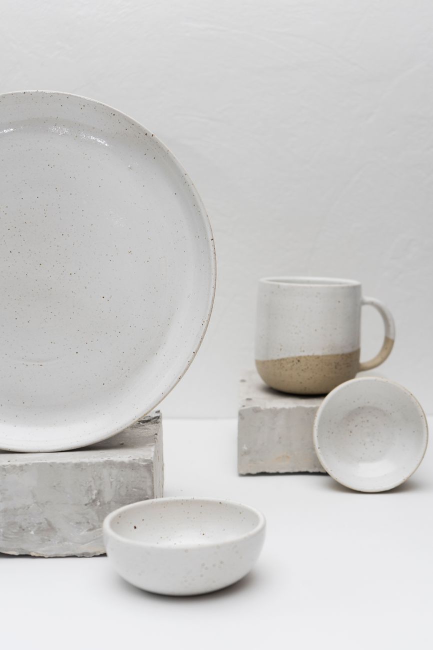 Breakfast Plate, Field · speckled white satin